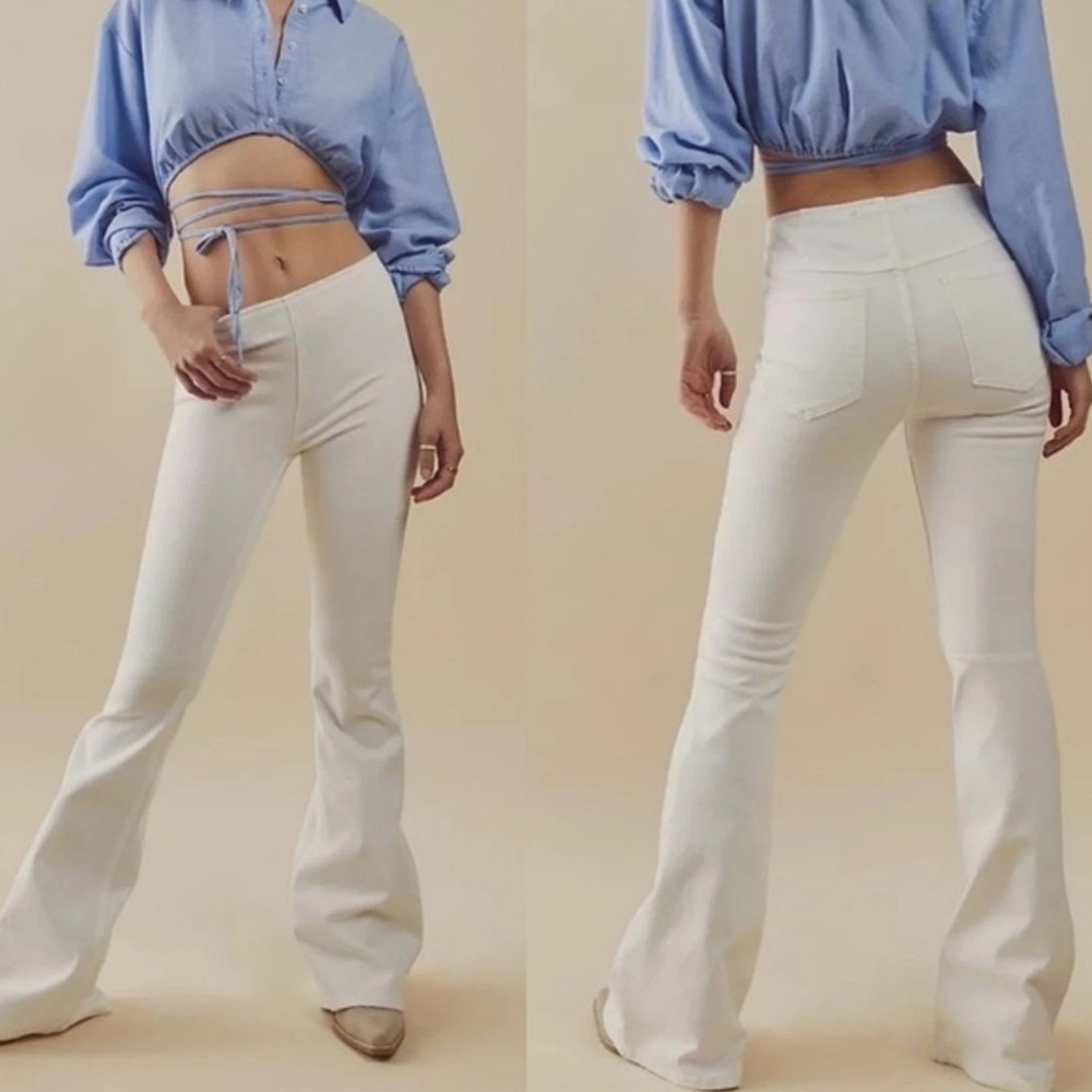 Free People we the free Penny Pull on Flare Jeans Ivory size 30